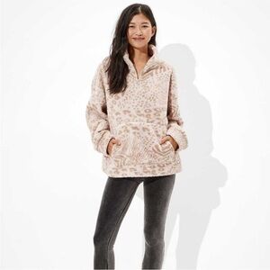 American Eagle Sherpa Oversized Quarter Zip Sweatshirt Size XS